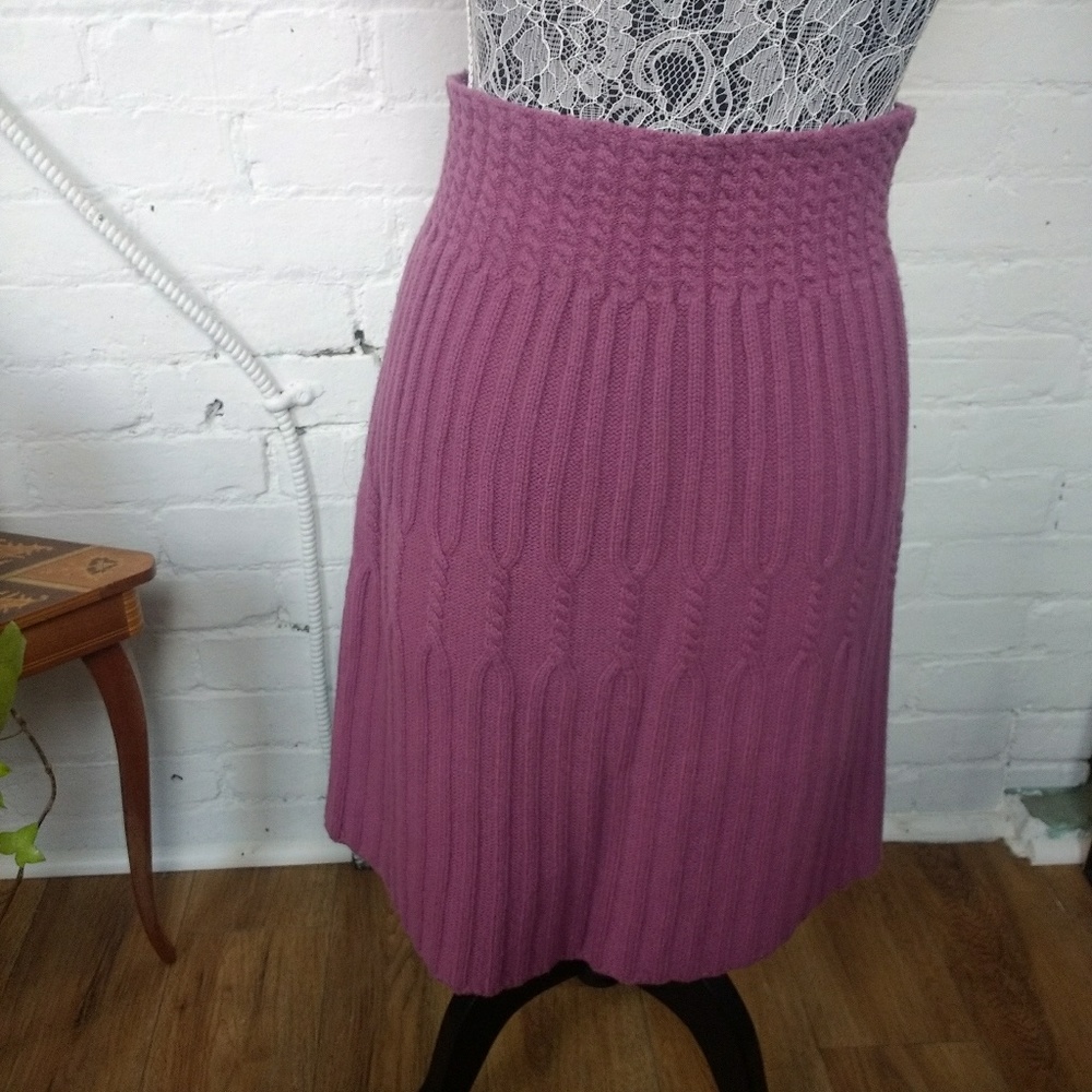 Wool Cable Knit Sweater Skirt